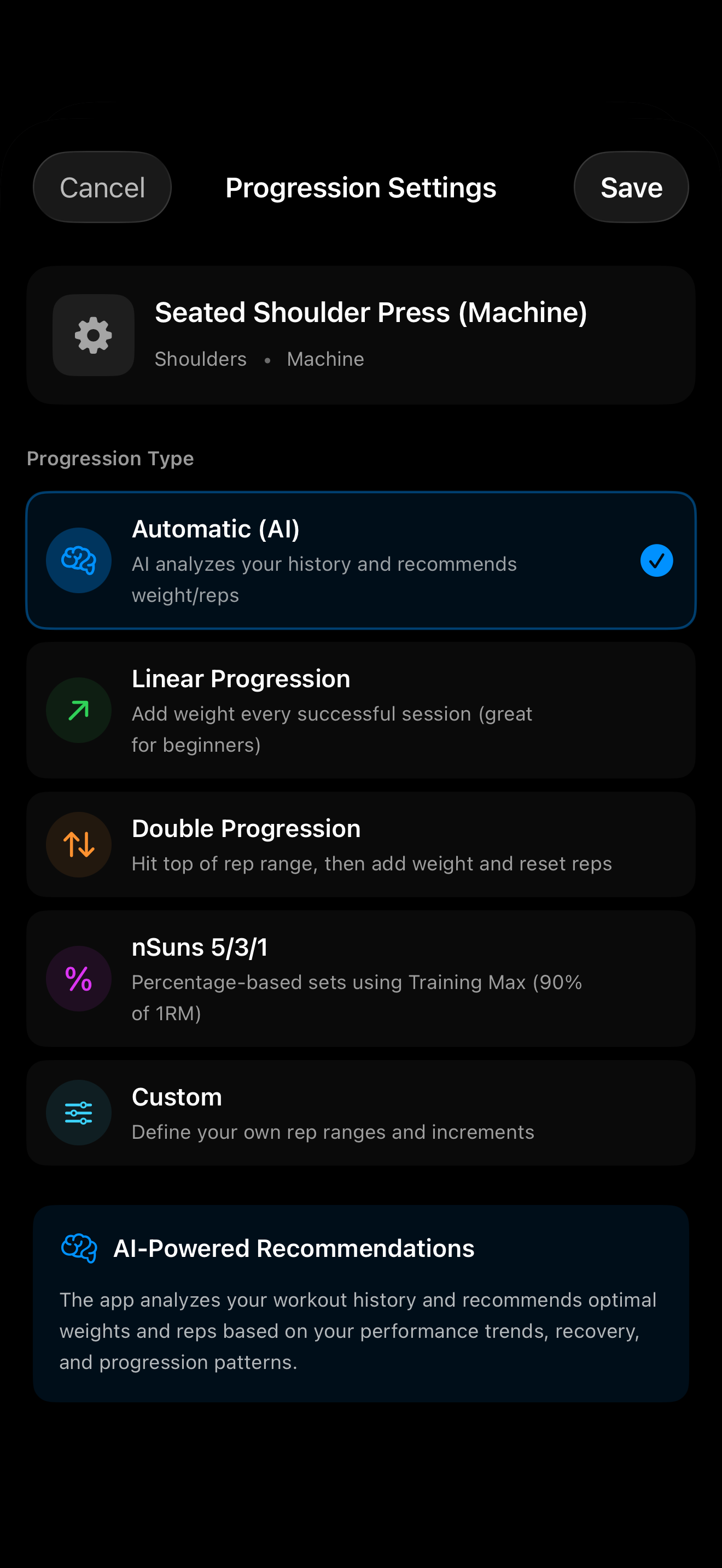 Progression Settings